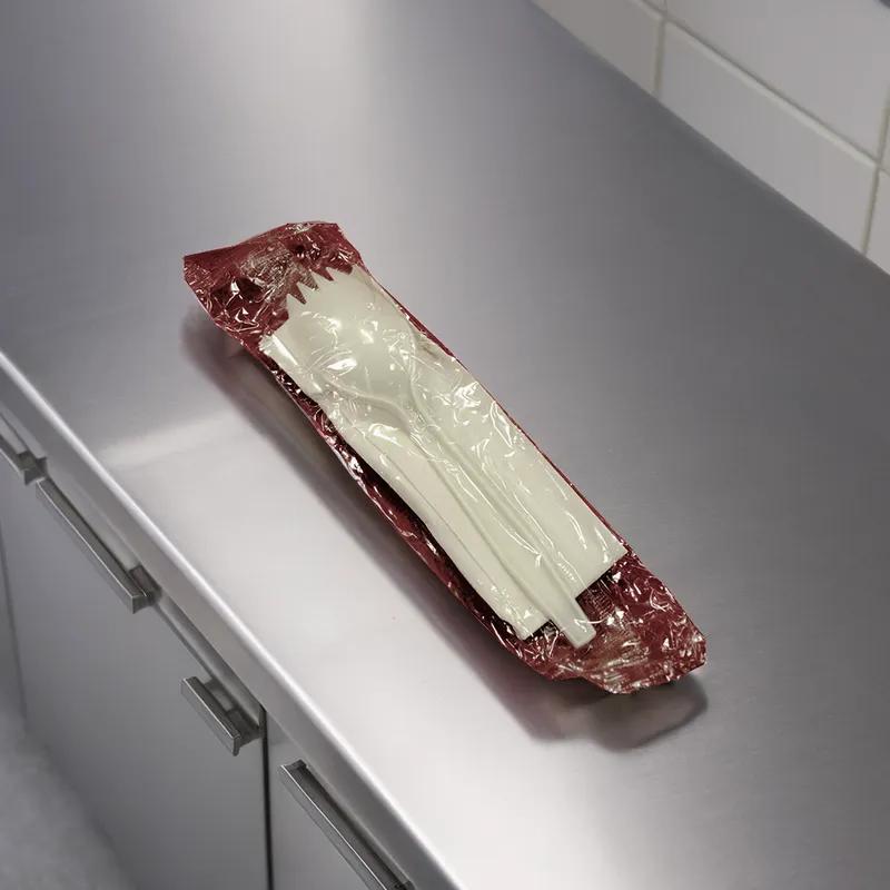 2PC Cutlery Kit PP White Medium Weight With 10X10 Napkin,Spork 1000/Case