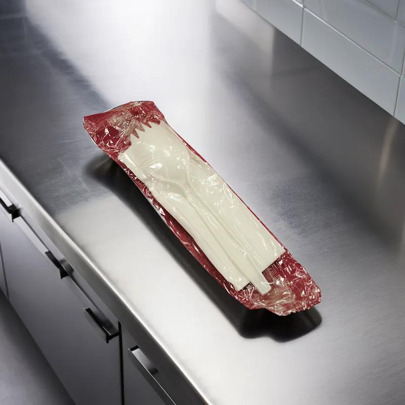 2PC Cutlery Kit PP White Medium Weight With 10X10 Napkin,Spork 1000/Case