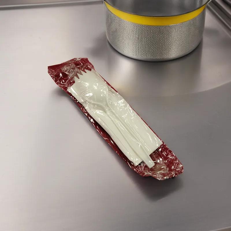 2PC Cutlery Kit PP White Medium Weight With 10X10 Napkin,Spork 1000/Case