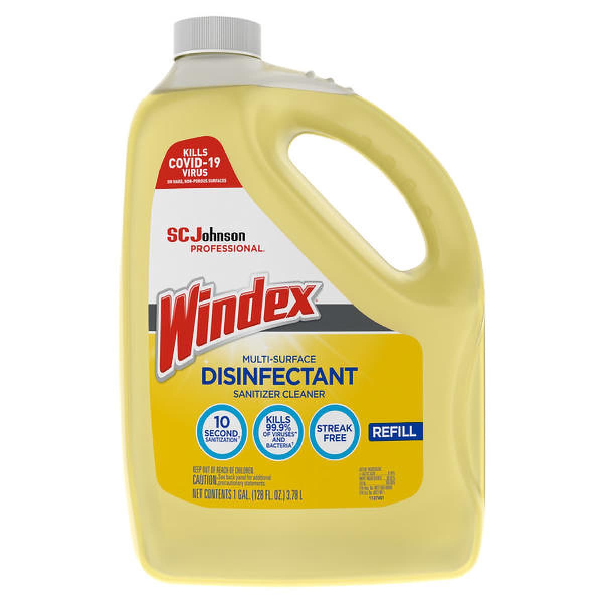 Windex® Citrus Scent Disinfectant Cleaner Sanitizer 1 GAL Multi Surface Liquid 4/Case