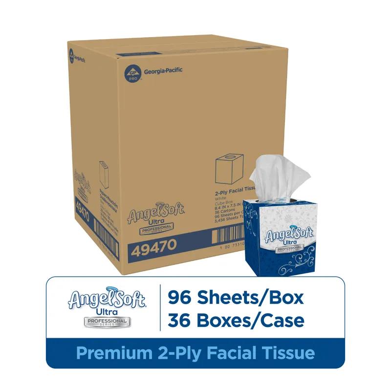 Angel Soft Professional® Facial Tissue 8.4X7.5 IN 2PLY White 1/2 Fold 96 Sheets/Pack 36 Packs/Case 3456 Sheets/Case
