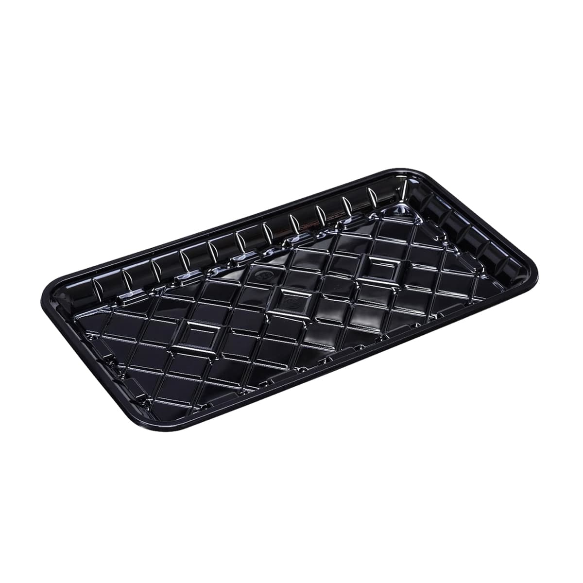 25S Meat Tray 14.89X8.07X1.02 IN 1 Compartment PET Black Rectangle 300/Case