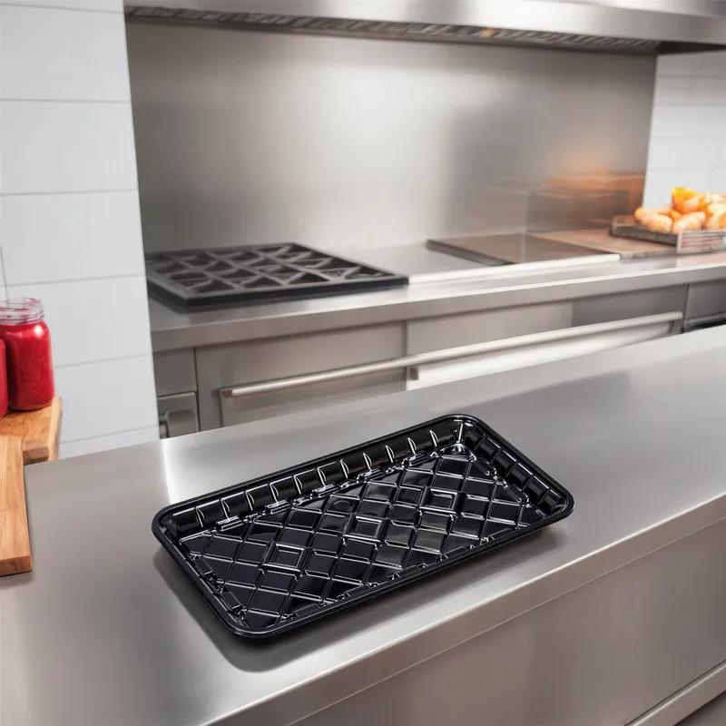 25S Meat Tray 14.89X8.07X1.02 IN 1 Compartment PET Black Rectangle 300/Case
