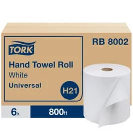 Tork Roll Paper Towel H21 7.875IN X800FT White Standard Roll Embossed Refill 1.925IN Core Diameter 6 Rolls/Case