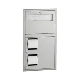 Toilet Paper & Toilet Seat Cover Dispenser 16X29.25 IN Stainless Steel Satin Recessed Double Roll 1/Each