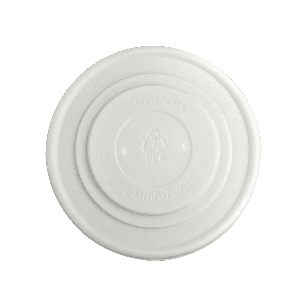 Lid 4X4X0.25 IN PLA White Round For Soup Bowl 1000/Case