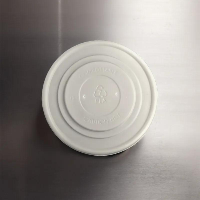 Lid 4X4X0.25 IN PLA White Round For Soup Bowl 1000/Case