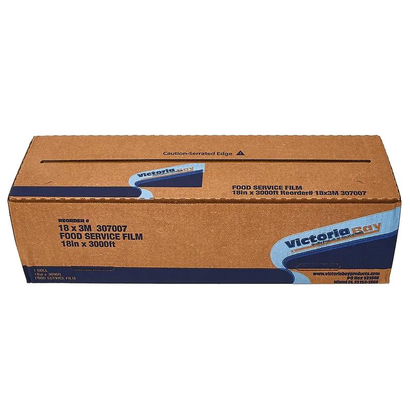 Victoria Bay Multi-Purpose Cling Film Roll 18IN X3000FT Plastic 35 Gauge Clear With Dispenser Box 1/Roll