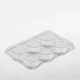 Polar Pak® Tart Hinged Container With Dome Lid 9.313X6.368X1.625 IN 6 Compartment OPS Clear Rectangle 500/Case