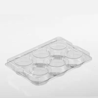 Polar Pak® Tart Hinged Container With Dome Lid 9.313X6.368X1.625 IN 6 Compartment OPS Clear Rectangle 500/Case