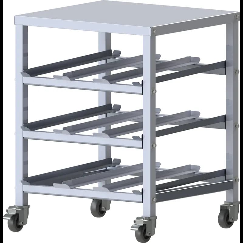 Cans Storage Rack 26.75X25.5X33.5 IN White Aluminum 3-Tier Mobile Under-Counter With 3IN Swivel Casters 1/Each