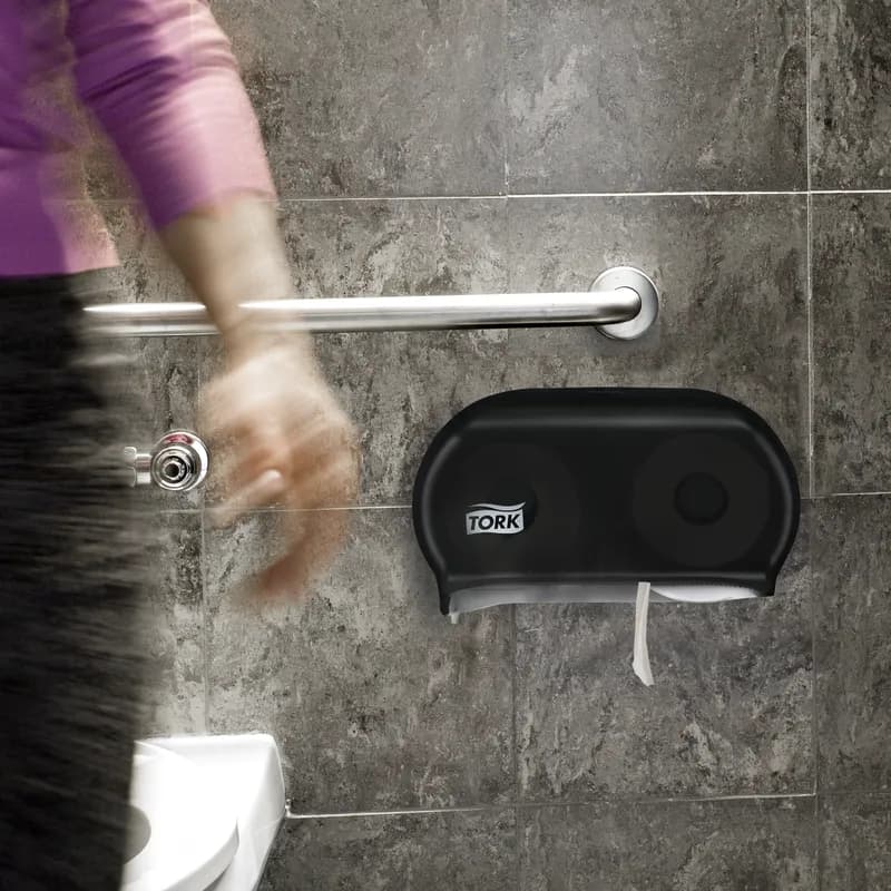 Tork T24 Toilet Paper Dispenser 5.57X12.75X8.25 IN Plastic Smoke Double Roll 1/Each