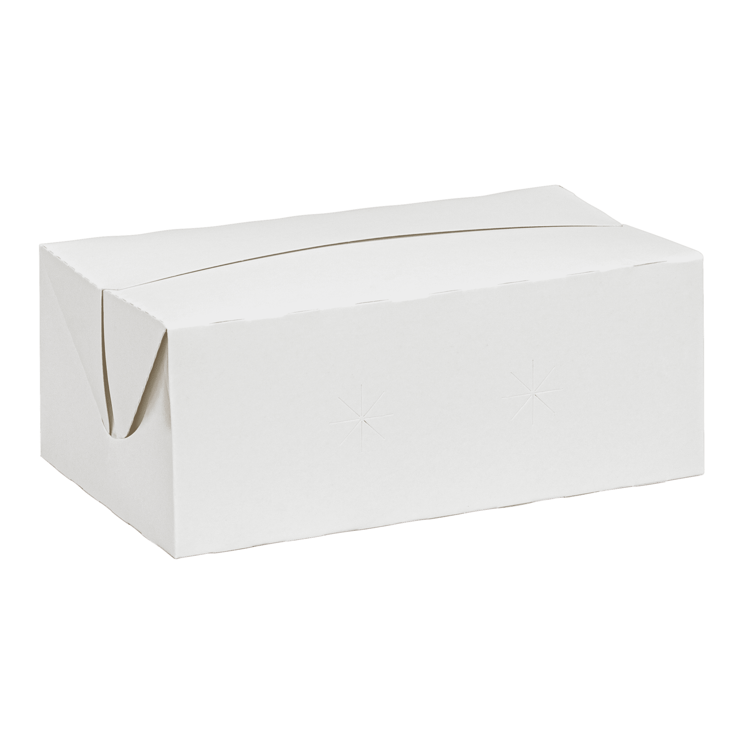 Snack Take-Out Box 7X4.25X2.75 IN SBS Paperboard White Fast Top Automatic Bottom 500/Case