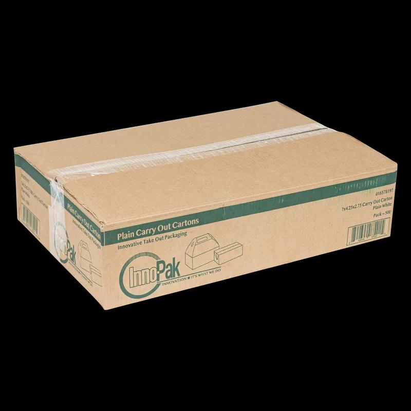 Snack Take-Out Box 7X4.25X2.75 IN SBS Paperboard White Fast Top Automatic Bottom 500/Case
