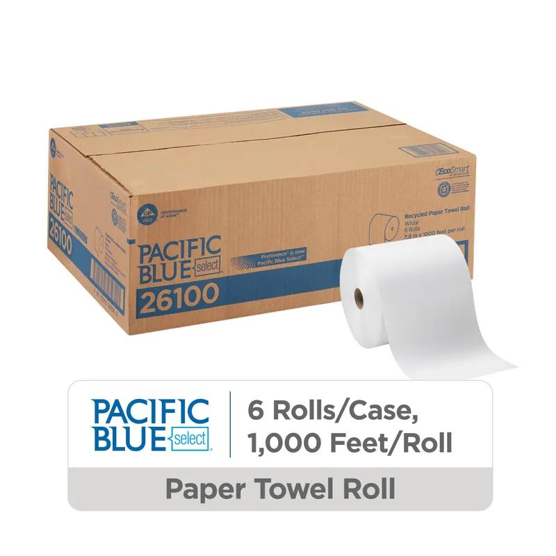 Pacific Blue Select Roll Paper Towel Universal 7.87IN X1000FT 1PLY White 1000 Sheets/Roll 6 Rolls/Case 6000 Sheets/Case