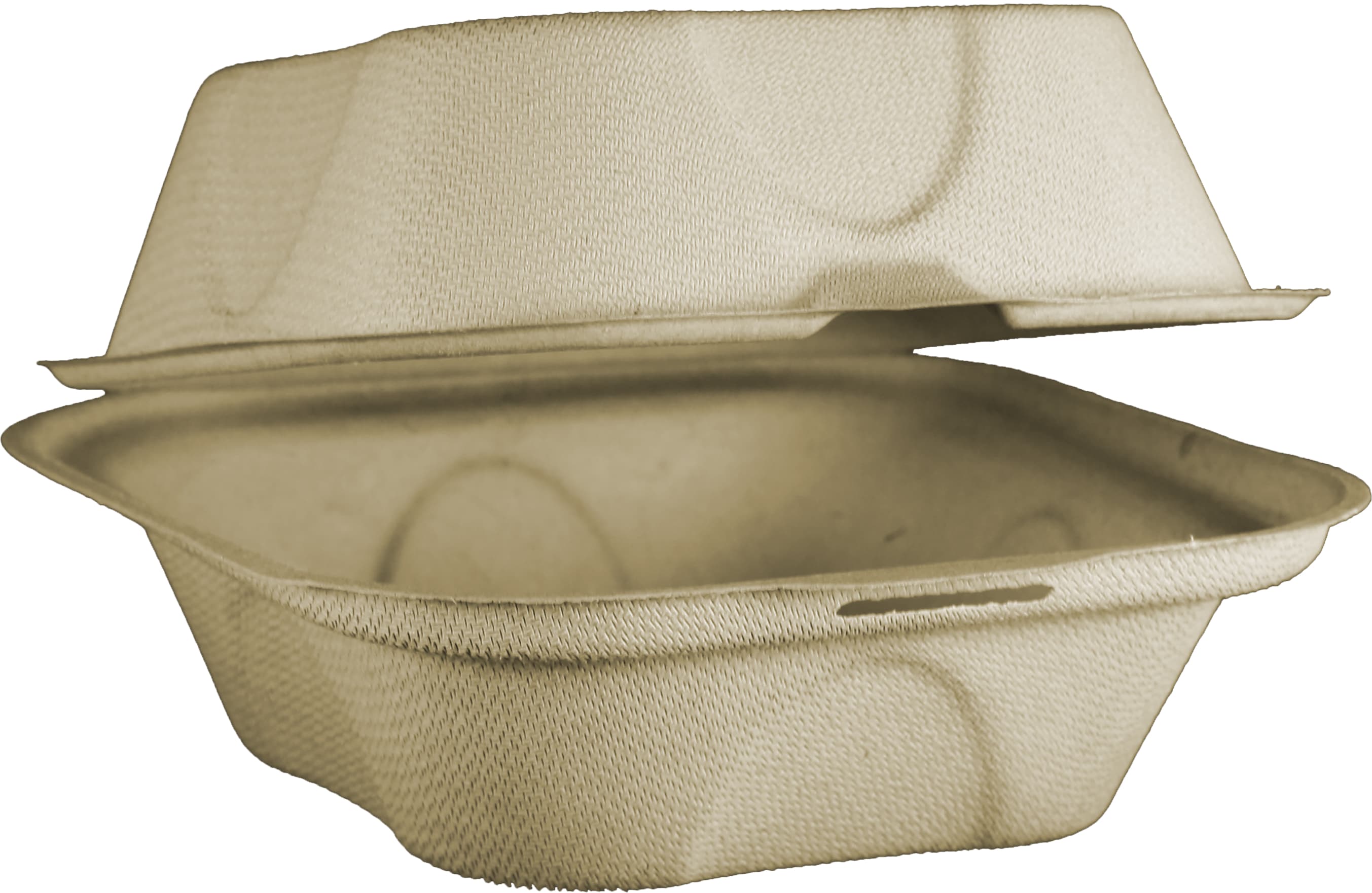 Take-Out Container Hinged With Dome Lid 6X6X3 IN Pulp Fiber Kraft Square 500/Case