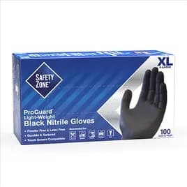Safety Zone® Gloves XL Black 5MIL Nitrile Powder-Free 1000/Case
