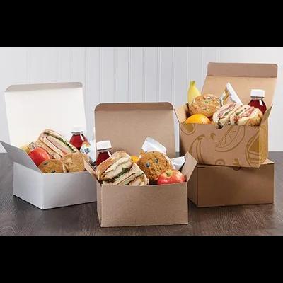 Take-Out Box Hinged With Flat Lid 9.5X7.5X3.63 IN Paperboard White Rectangle 100/Case