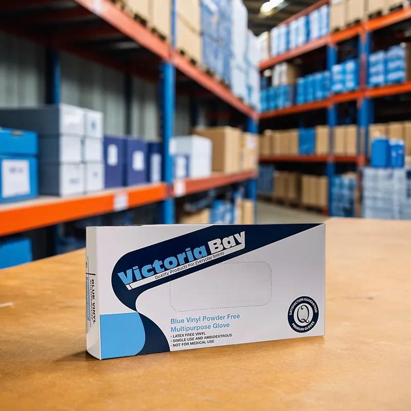 Victoria Bay General Purpose Gloves Small (SM) Blue Vinyl Disposable Powder-Free 100 Count/Pack 10 Packs/Case