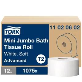 Tork Toilet Paper & Tissue Roll T2 8.38X3.48 IN 750.708 FT 2PLY White Jumbo Jr (JRT) 1075 Sheets/Roll 12 Rolls/Case