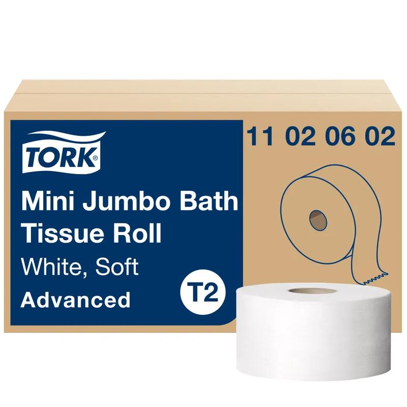 Tork Toilet Paper & Tissue Roll T2 8.38X3.48 IN 750.708 FT 2PLY Jumbo Jr (JRT) Mini Plus 1075 Sheets/Roll 12 Rolls/Case