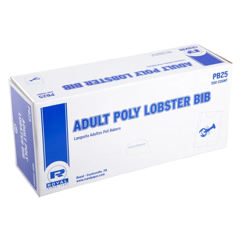 Adult Lobster Bib Plastic 500 Count/Pack 5 Packs/Case 2500 Count/Case