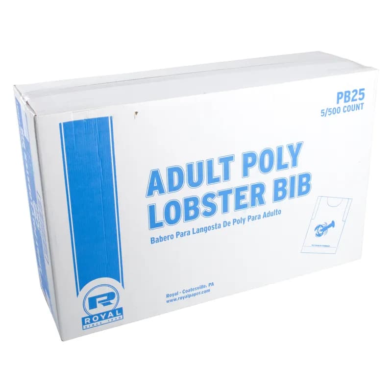 Adult Lobster Bib Plastic 500 Count/Pack 5 Packs/Case 2500 Count/Case