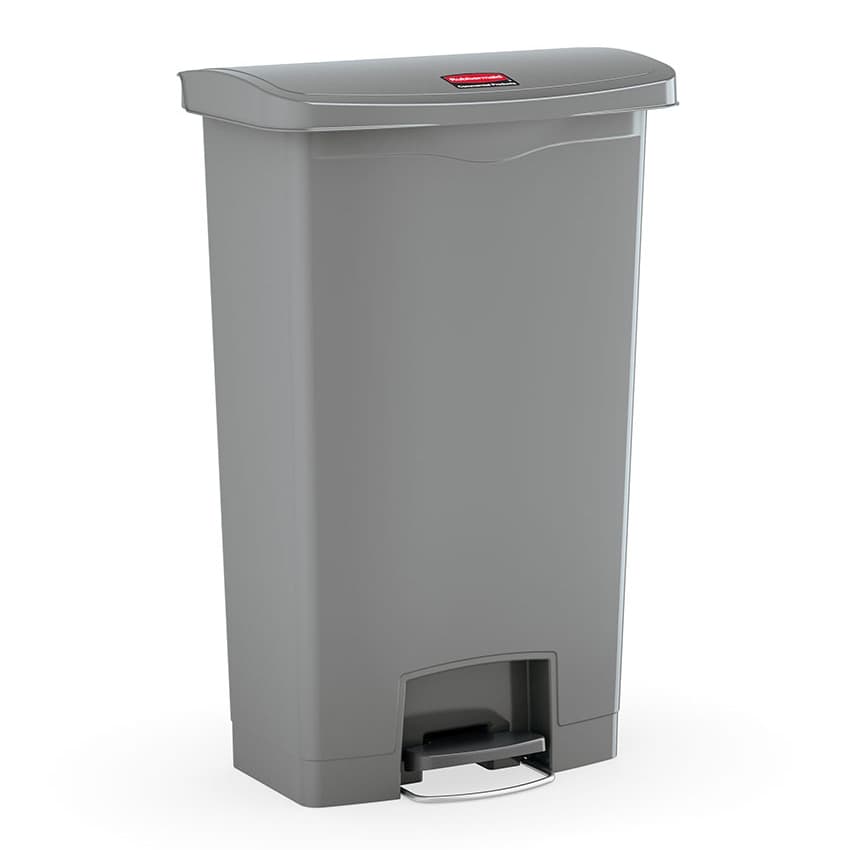 Slim Jim® Trash Can 8 GAL Gray Resin Step-On Front Step 1/Each
