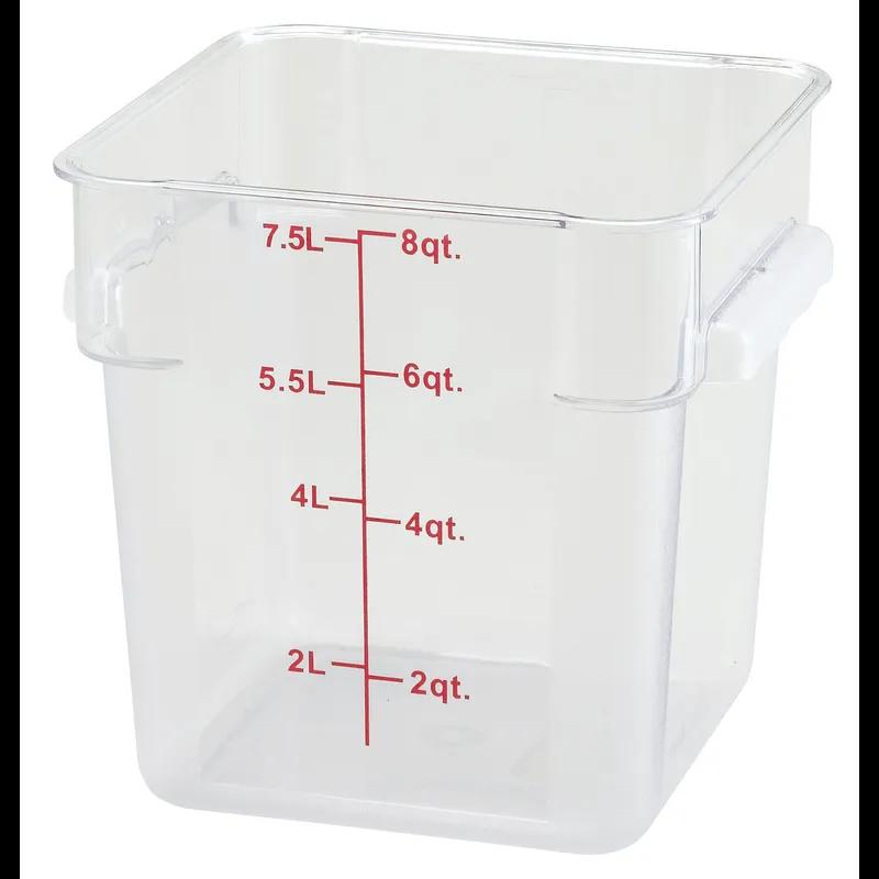 Food Storage Container 10.25X8.75X9 IN 8 QT Clear PC Stackable 1/Each