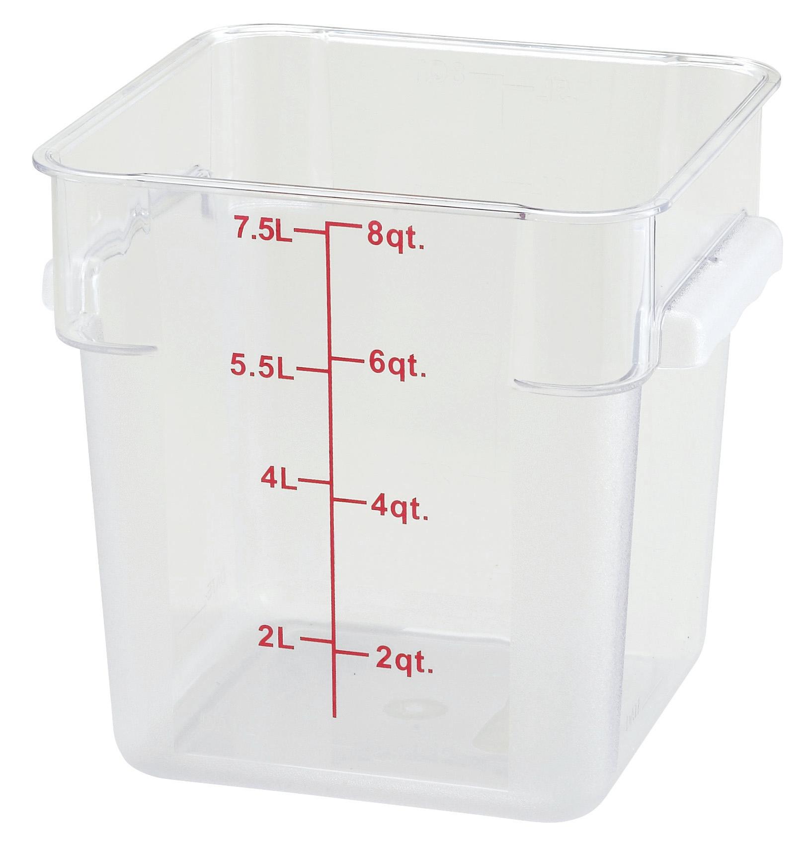 Food Storage Container 10.25X8.75X9 IN 8 QT Clear PC Stackable 1/Each