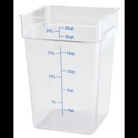 Food Storage Container 22 QT Clear Square PC Built-in Handle Dishwasher Safe 1/Each
