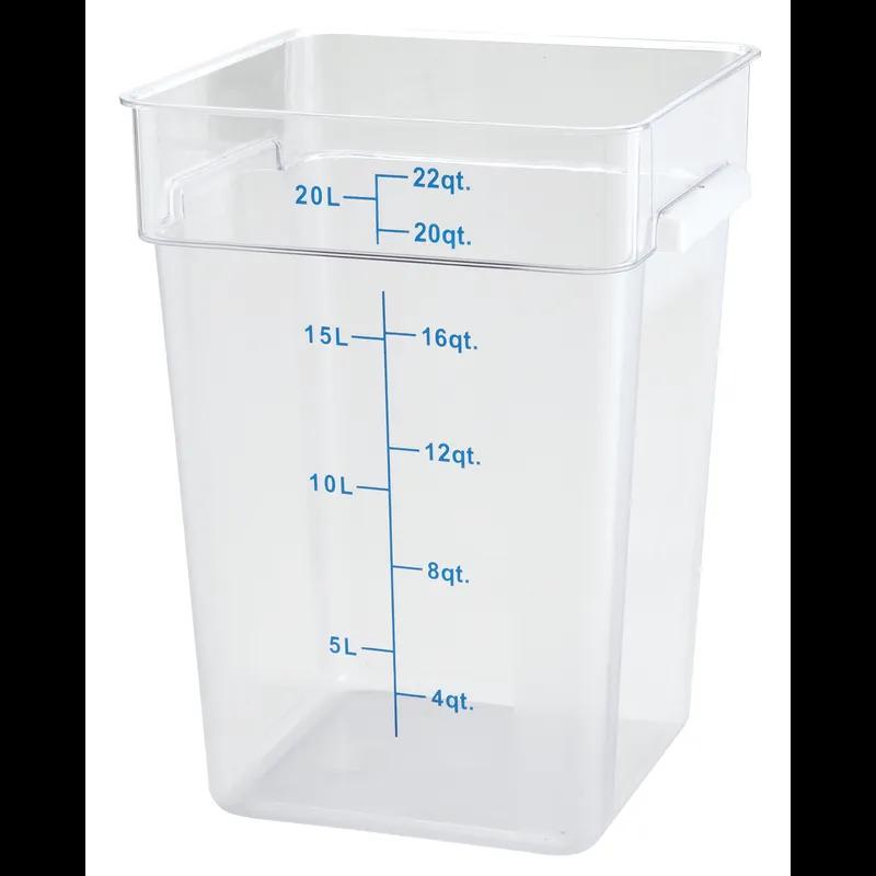 Food Storage Container 22 QT Clear Square PC Built-in Handle Dishwasher Safe 1/Each