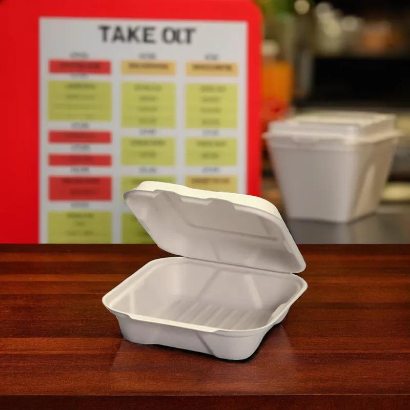 Harvest® Take-Out Container Hinged 8X8 IN Plant Fiber Square 200/Case