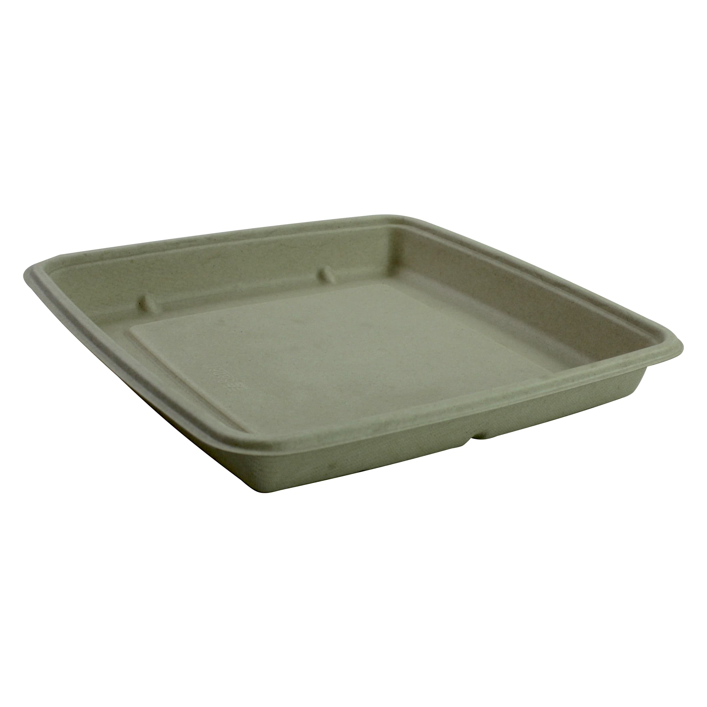Take-Out Container Base 9X9X1 IN Pulp Fiber Kraft Square Shallow 300/Case