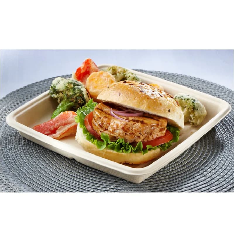 Take-Out Container Base 9X9X1 IN Pulp Fiber Kraft Square Shallow 300/Case