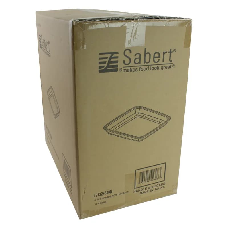 Take-Out Container Base 9X9X1 IN Pulp Fiber Kraft Square Shallow 300/Case