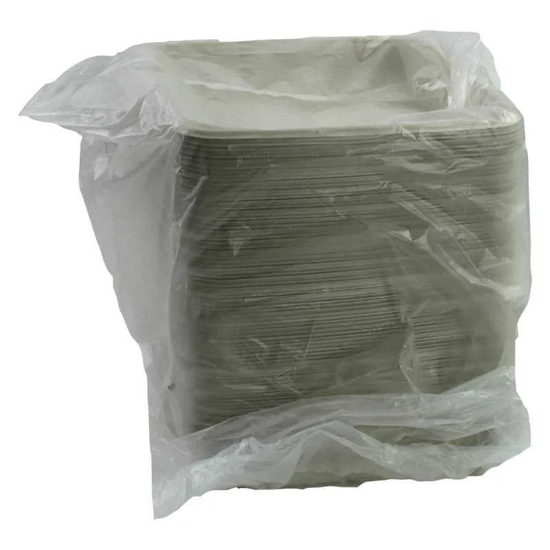 Take-Out Container Base 9X9X1 IN Pulp Fiber Kraft Square Shallow 300/Case