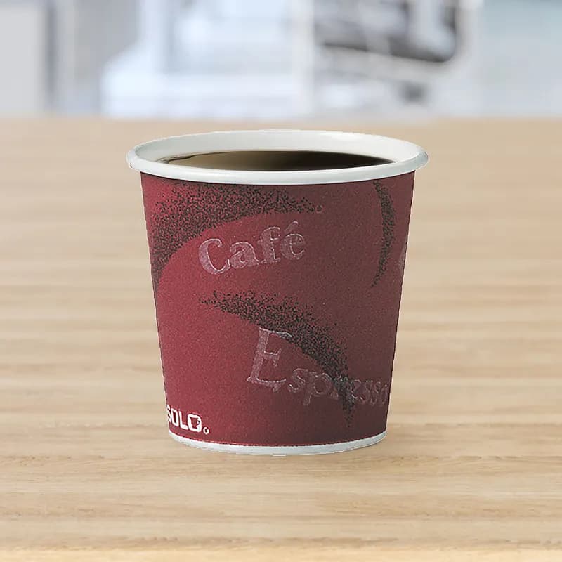 Solo® Hot Cup 4 OZ SSP Multicolor Bistro® 50 Count/Pack 20 Packs/Case 1000 Count/Case