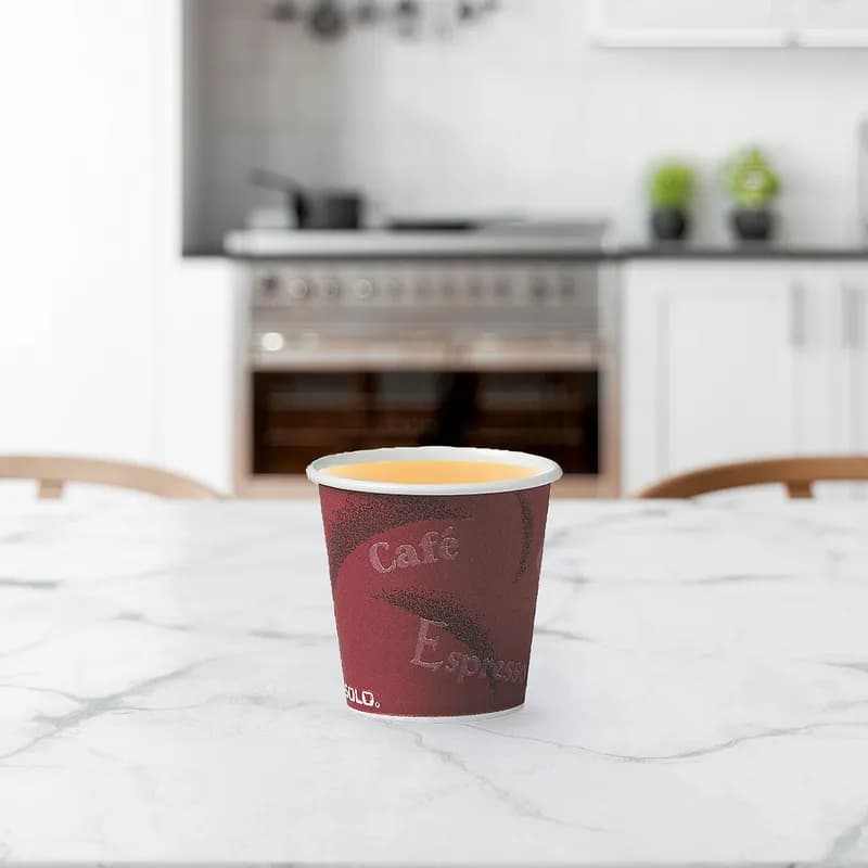 Solo® Hot Cup 4 OZ SSP Multicolor Bistro® 50 Count/Pack 20 Packs/Case 1000 Count/Case