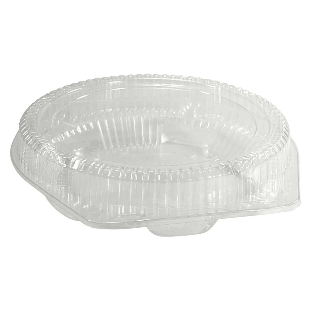 Pie Hinged Container With Dome Lid 10 IN OPS Clear Round Shallow 100/Case