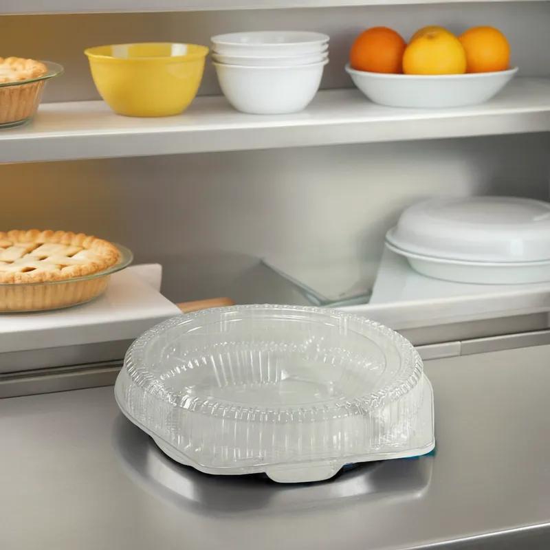 Pie Hinged Container With Dome Lid 10 IN OPS Clear Round Shallow 100/Case