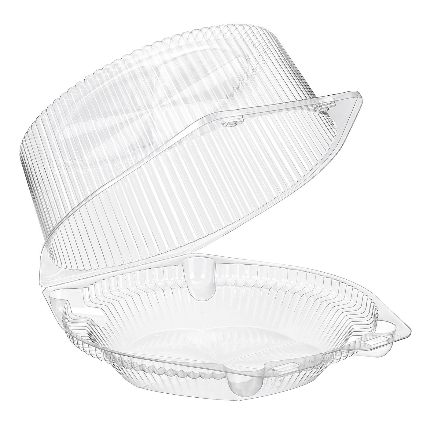 Essentials SureLock Pie Hinged Container With High Dome Lid 8X4.5 IN RPET Clear Round 150/Case