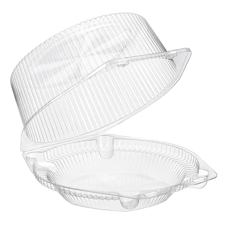 Essentials SureLock Pie Hinged Container With High Dome Lid 8.875X9.25X4.5 IN RPET Clear Round 150/Case
