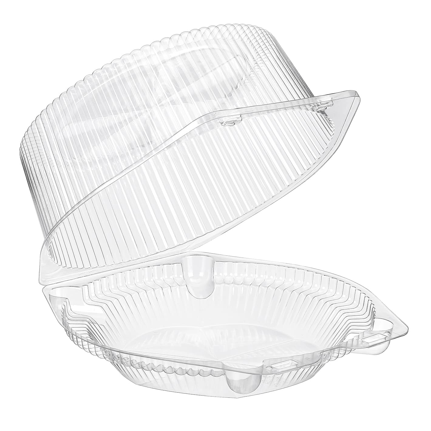 Essentials SureLock Pie Hinged Container With High Dome Lid 8.875X9.25X4.5 IN RPET Clear Round 150/Case