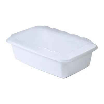 Loaf Hinged Container With Dome Lid 38 OZ 8.2X5.5X2.15 IN Plastic White Clear Rectangle 150/Case