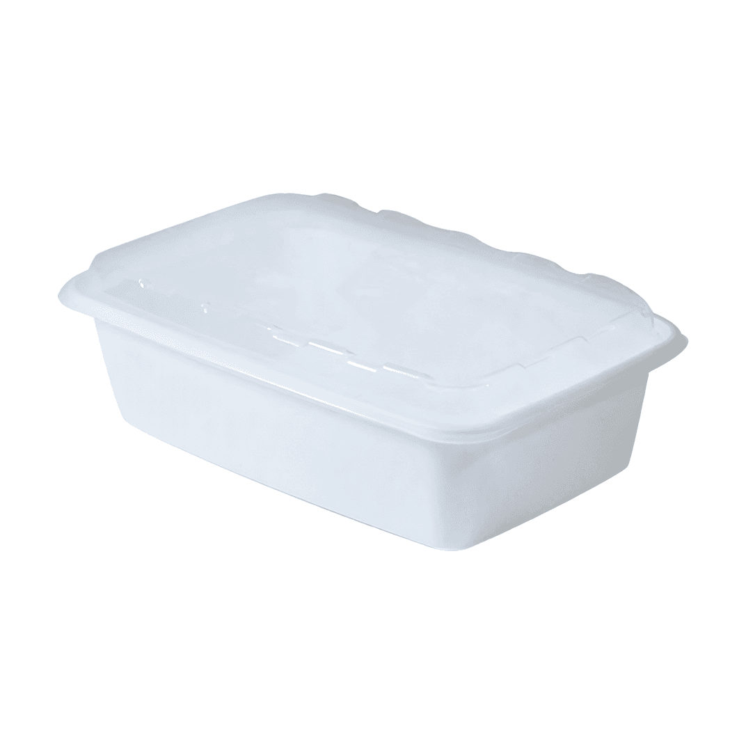 Loaf Hinged Container With Dome Lid 38 OZ 8.2X5.5X2.15 IN Plastic White Clear Rectangle 150/Case