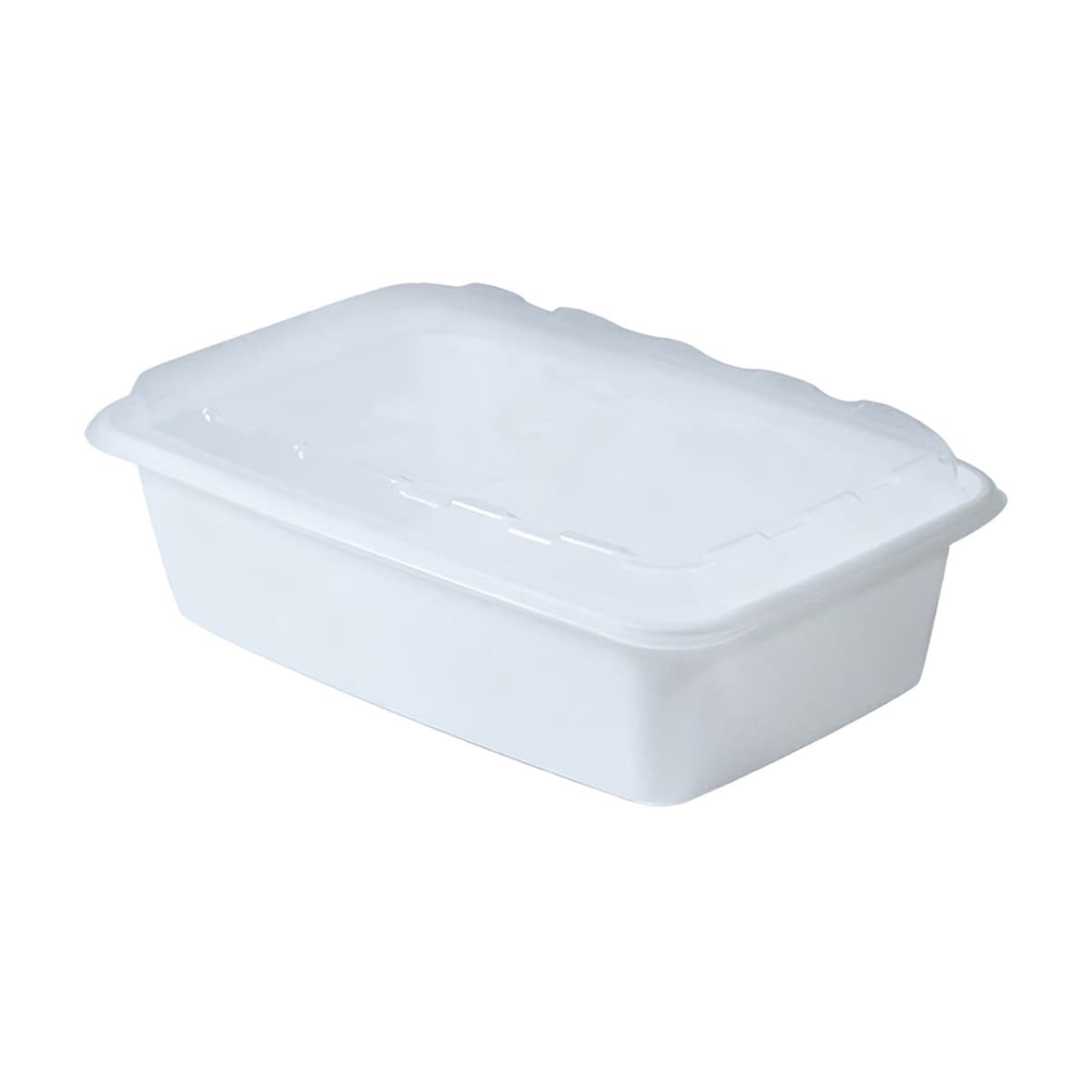 Loaf Hinged Container With Dome Lid 38 OZ 8.2X5.5X2.15 IN Plastic White Clear Rectangle 150/Case