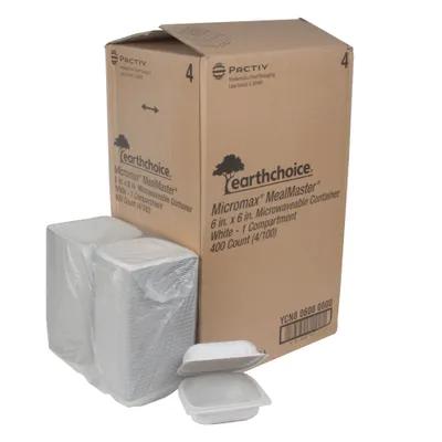Sandwich Take-Out Container Hinged With Dome Lid 5.8X6X3.1 IN MFPP White Square 400/Case