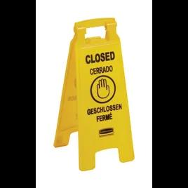Closed Floor Sign Yellow Plastic Multilingual 2-Sided 1/Each