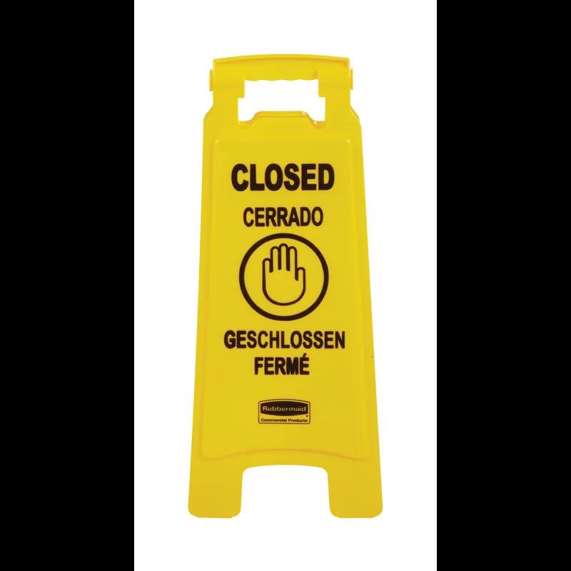 Closed Floor Sign Yellow Plastic Multilingual 2-Sided 1/Each